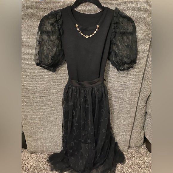 Irococo Black Dress with Overskirt and Star Details Size Medium - Picture 1 of 5